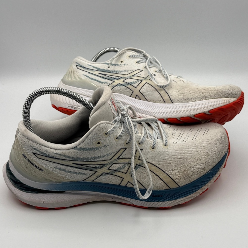 ASICS Gel-Kayano 29 Running Shoes Mens 10.5 White Blue Orange Stability Sneakers